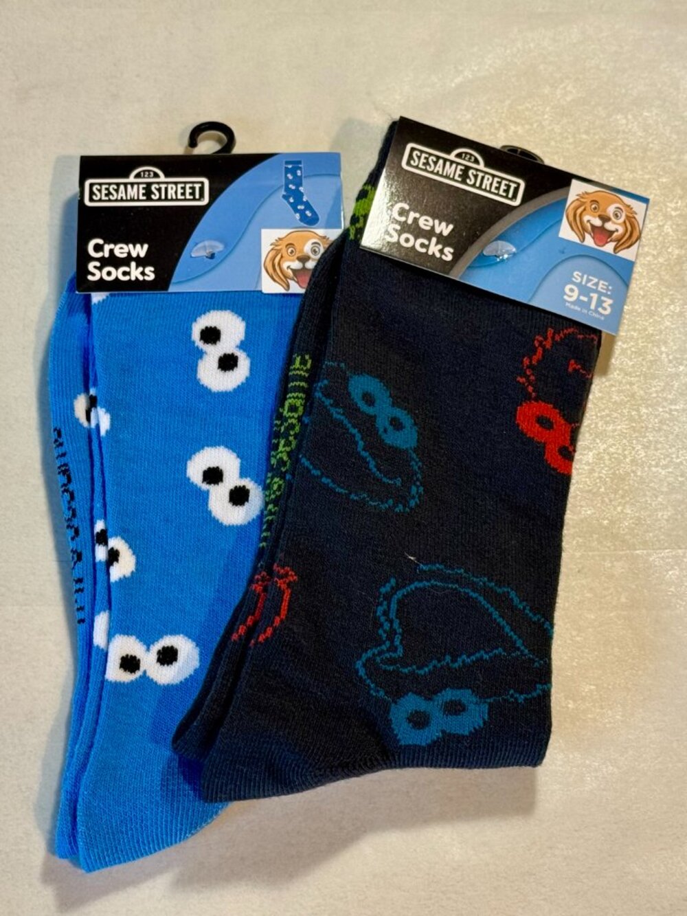 2 Pairs Sesame Street Novelty Crew Socks Size 6-12/13 OSFM